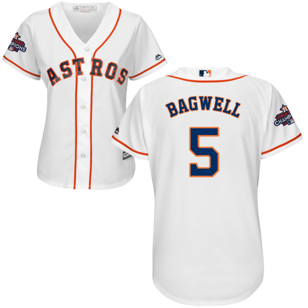 Astros #5 Jeff Bagwell White Home World Series Champions Women's Stitched MLB Jersey - Click Image to Close